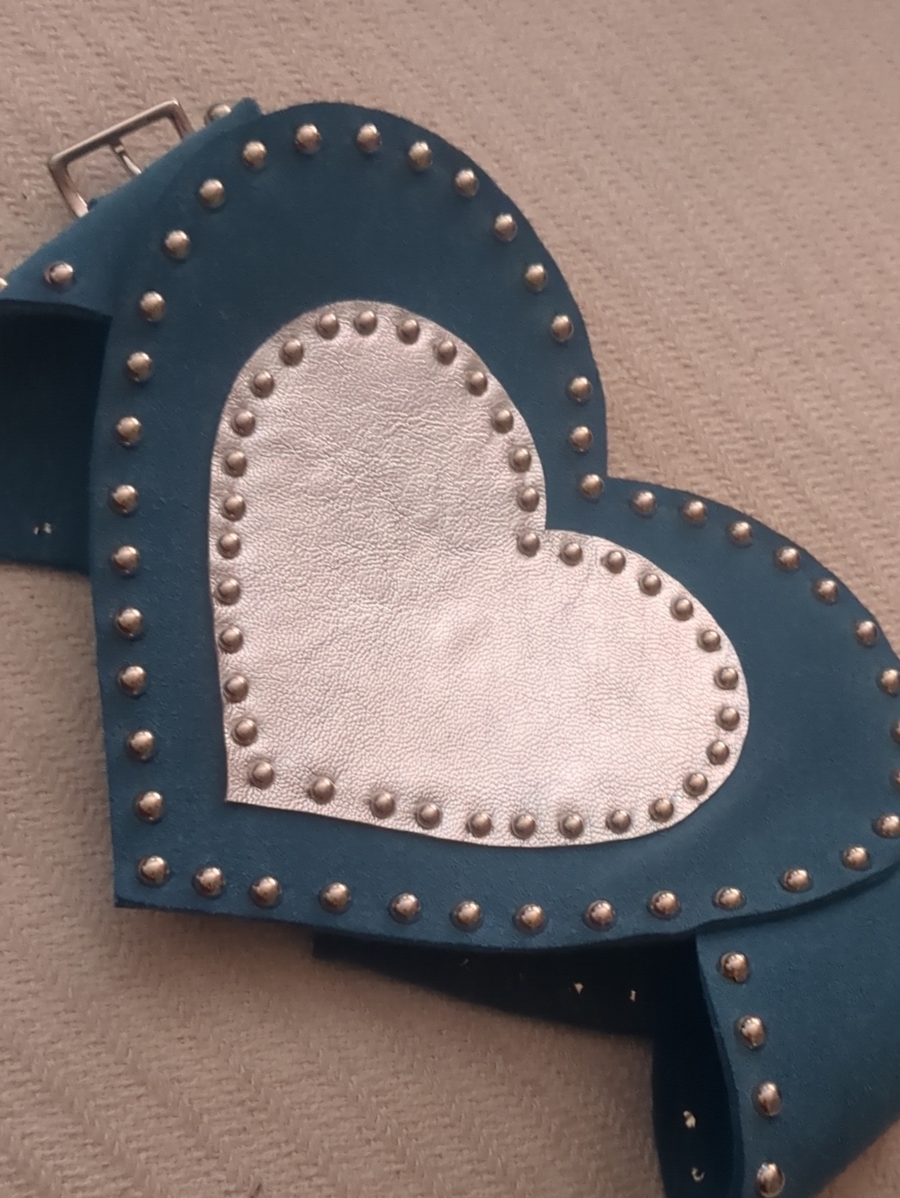 ~ Tilt Leather Teal Studded Women's Belt